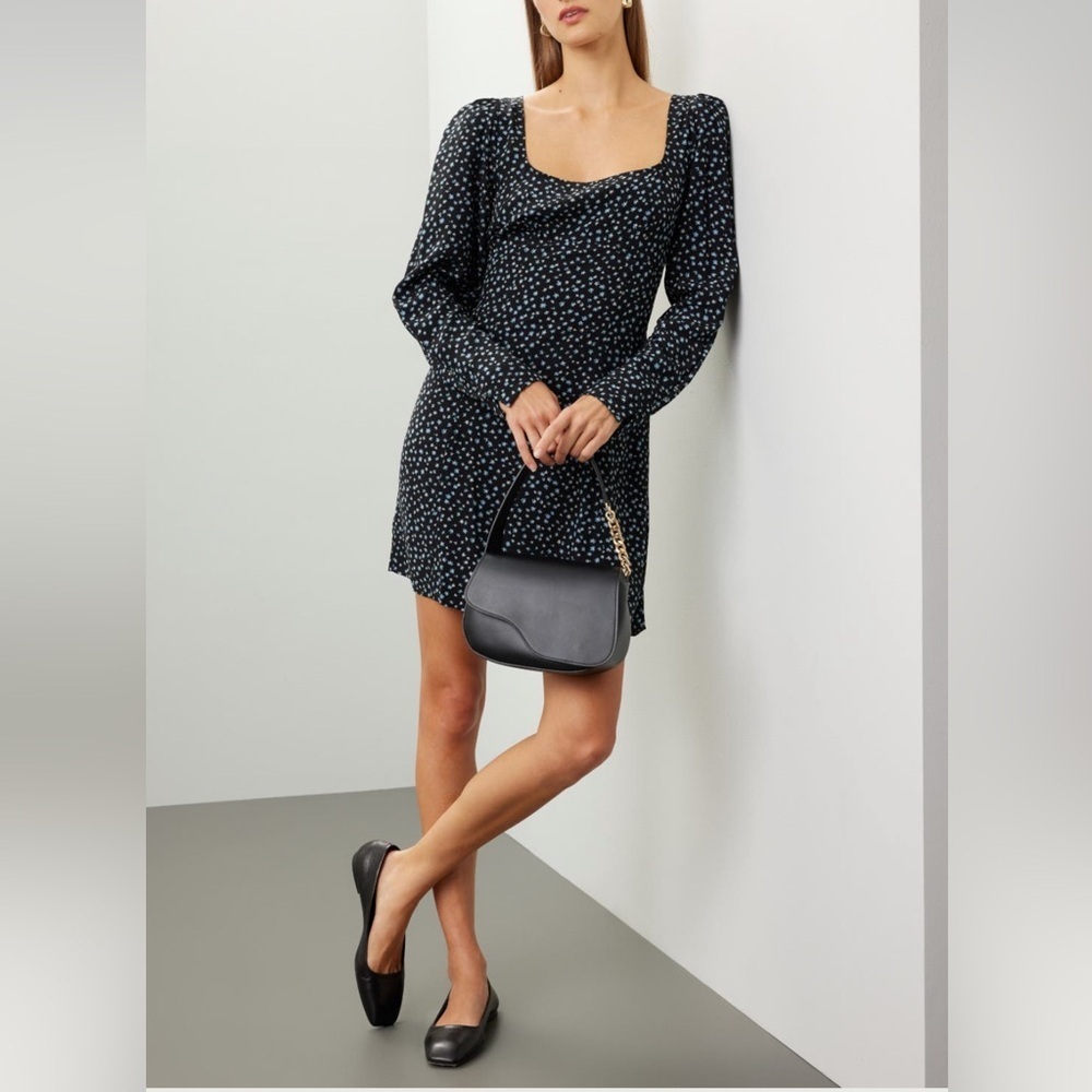 Madewell Seamed Long Sleeve Mini Dress Size 4 In Ditsy Floral Blue NWT